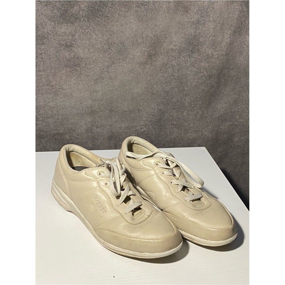 Propet Washable Walker W3840 Women Size 10 N Narrow Leather Walking Shoes Bone